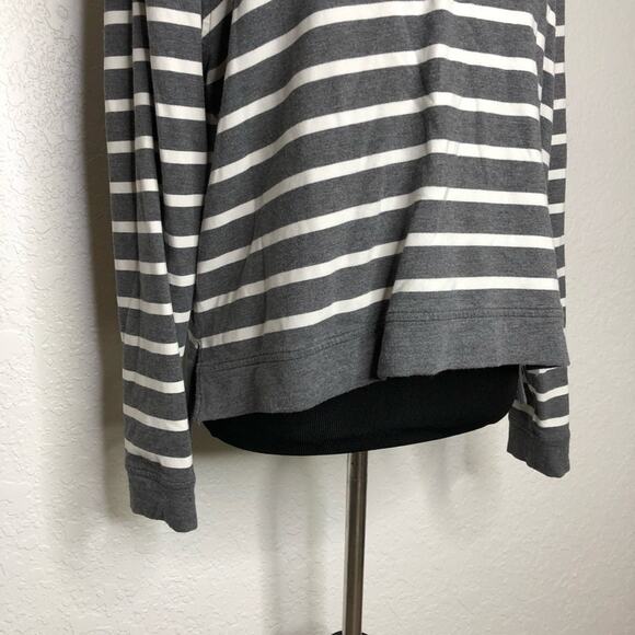Cabi gray white striped lace up front hooded knit top size Medium #5324 - Picture 4 of 15